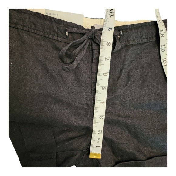 NWT Old Navy Shorts Womens 2 Mid-Rise Black 100% Linen Drawstring Lightweight - Picture 7 of 8
